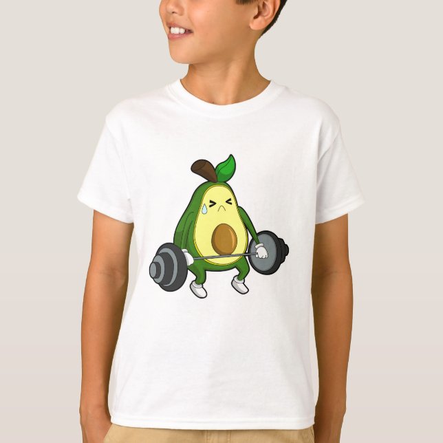 Avocado vid Fitness med Barbell T Shirt (Framsida)