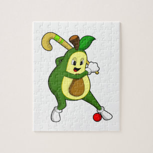 Avocado vid Hockey med Hockey fladdermus Pussel