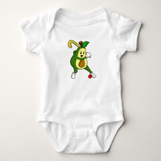 Avocado vid Hockey med Hockey fladdermus T Shirt (Framsida)