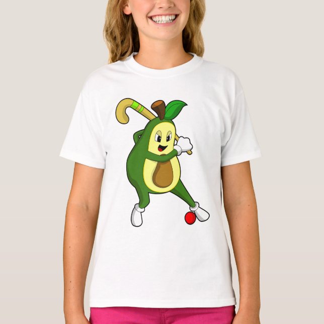 Avocado vid Hockey med Hockey fladdermus T Shirt (Framsida)