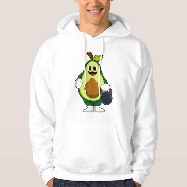 Avocado vid styrkeutbildning med Dumbbells Hoodie (Framsida)