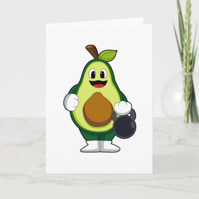 Avocado vid styrkeutbildning med Dumbbells Kort (Framsida)