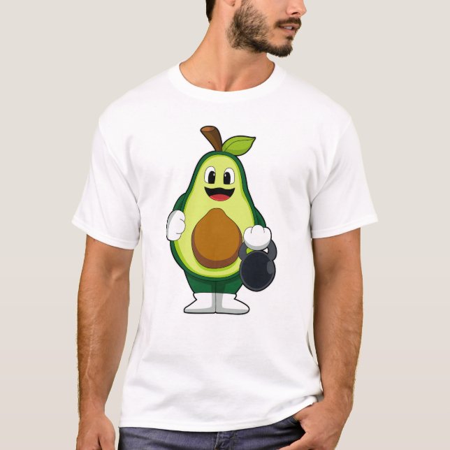 Avocado vid styrkeutbildning med Dumbbells T Shirt (Framsida)