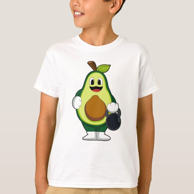 Avocado vid styrkeutbildning med Dumbbells T Shirt (Framsida)