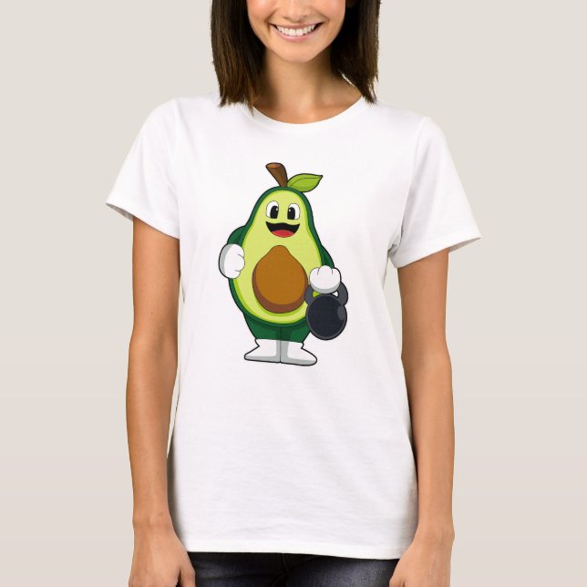Avocado vid styrkeutbildning med Dumbbells T Shirt (Framsida)