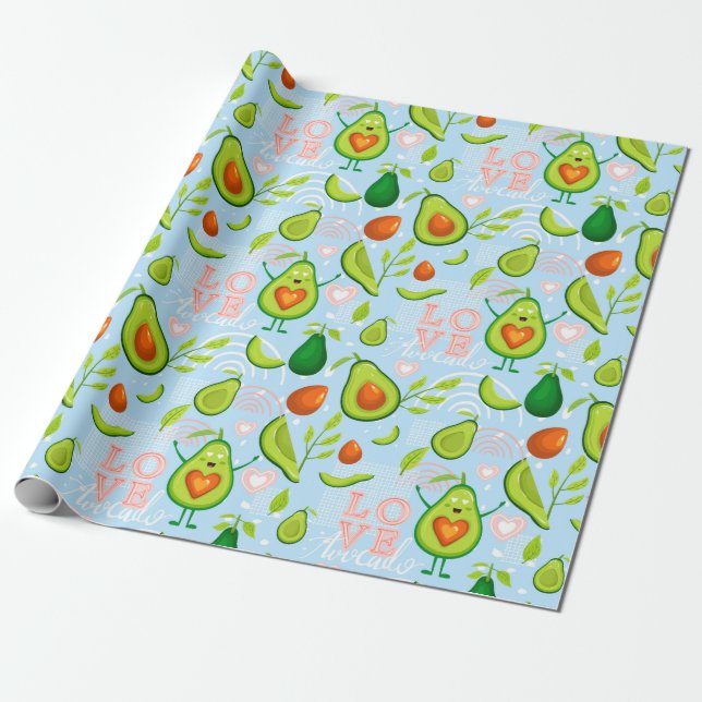Avocado Wrapping Papper Presentpapper (Utrullad)