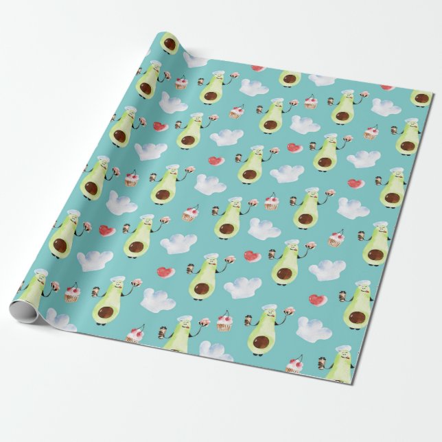 Avocado Wrapping Papper Presentpapper (Utrullad)