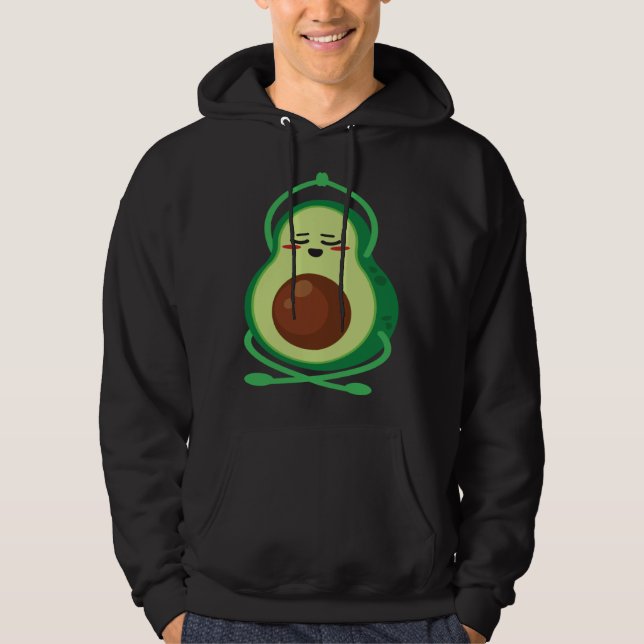Avocado Yoga Cute Meditation Workout Exercise Vega Hoodie (Framsida)