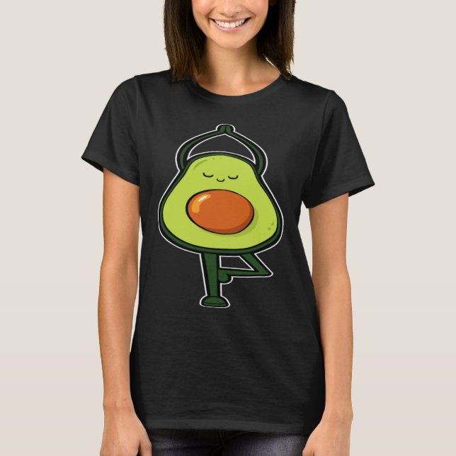 Avocado Yoga Fruit Tree Fitness Stress Relief Exer T Shirt (Framsida)