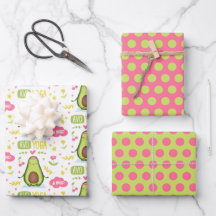 Avocado Yoga Wrapping Papper Set av 3