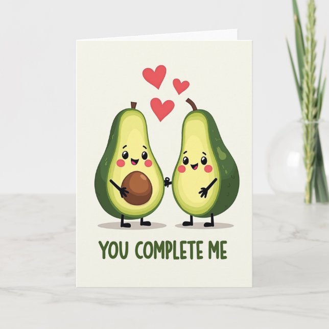 Avocado You Complete Me Love Card Kort (Framsida)