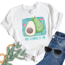 Avocado You Complete Me Love Kawaii Akvarell T-