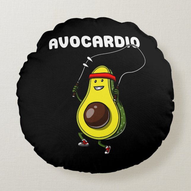 Avocardio Avocado Fitness Vegan Cardio Exercise Rund Kudde (Framsidan)