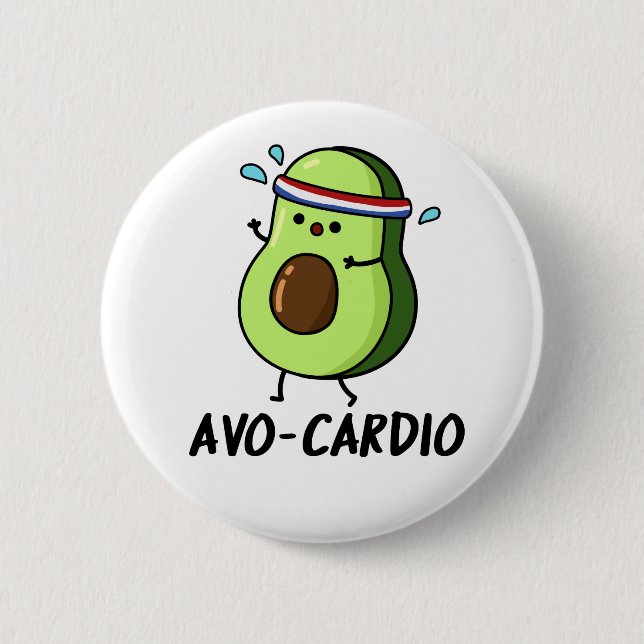 Avocardio Funny Excercise Avocado Pun Knapp (Framsida)