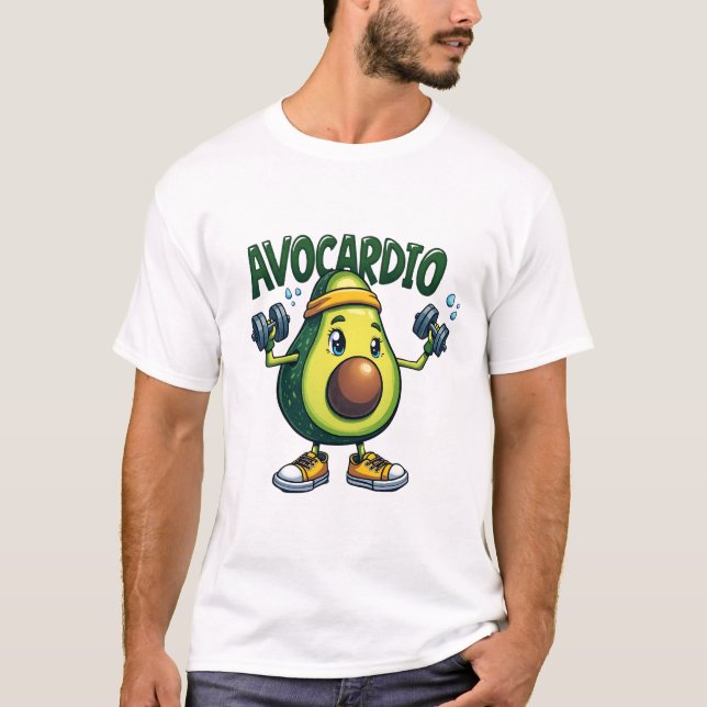 Avocardio Funny Workout Avocado T-Shirt (Framsida)