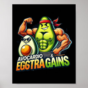 Avocardio och Eggstra Förstärkningar Rolig Gym Fit Poster