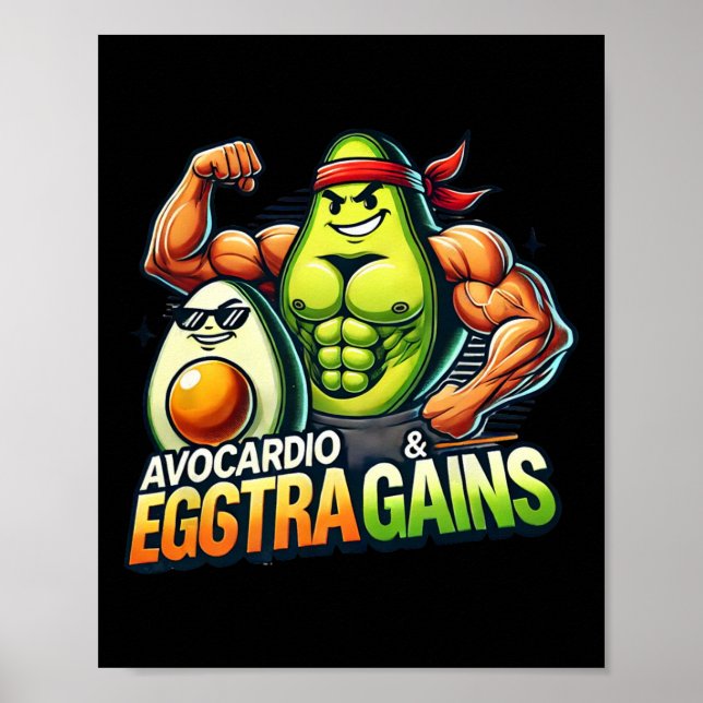 Avocardio och Eggstra Förstärkningar Rolig Gym Fit Poster (Framsidan)