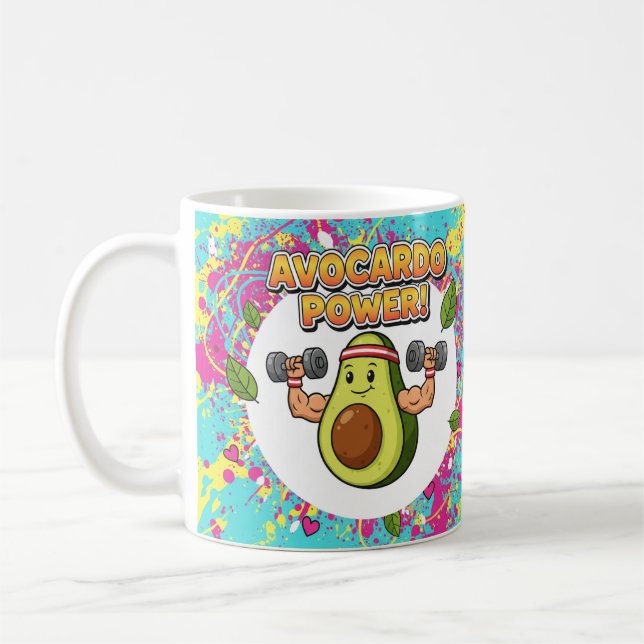 Avocardo Power Funny Tecknad Design Kaffemugg (Vänster)