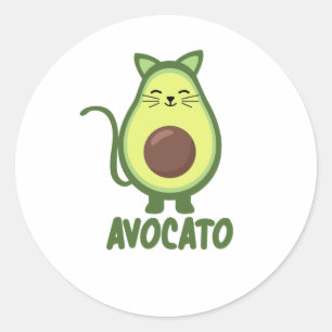 Avocato Avocado Cat Funny Food Grönt Runt Klistermärke