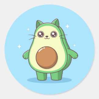 Avocato avocado cat kawaii söt mugg runt klistermärke