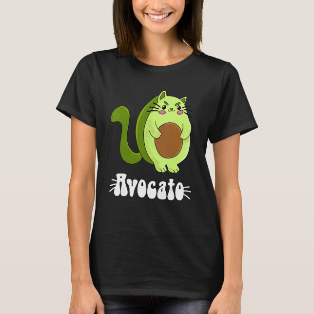 Avocato Avocado Cat Owner Vegan Vegetarian T Shirt (Framsida)