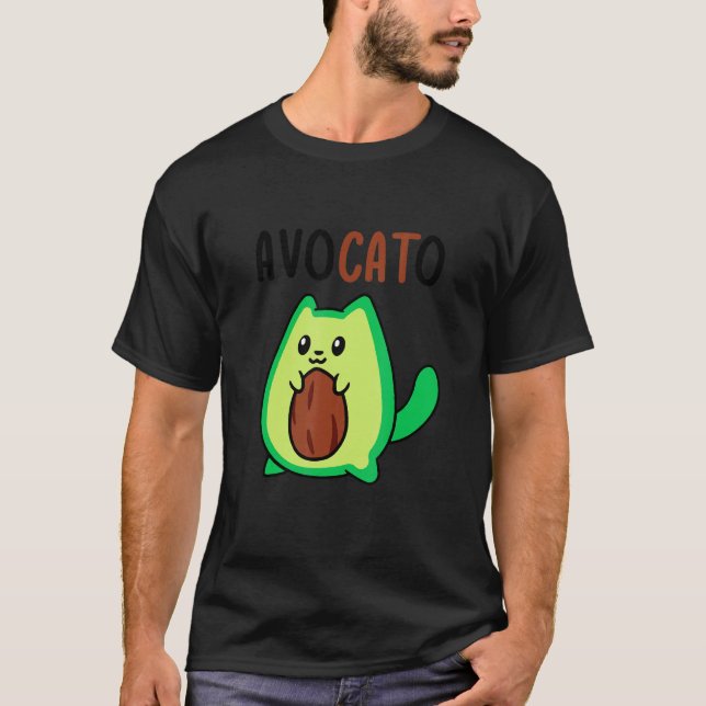 Avocato Avocado Cat Vegan T Shirt (Framsida)