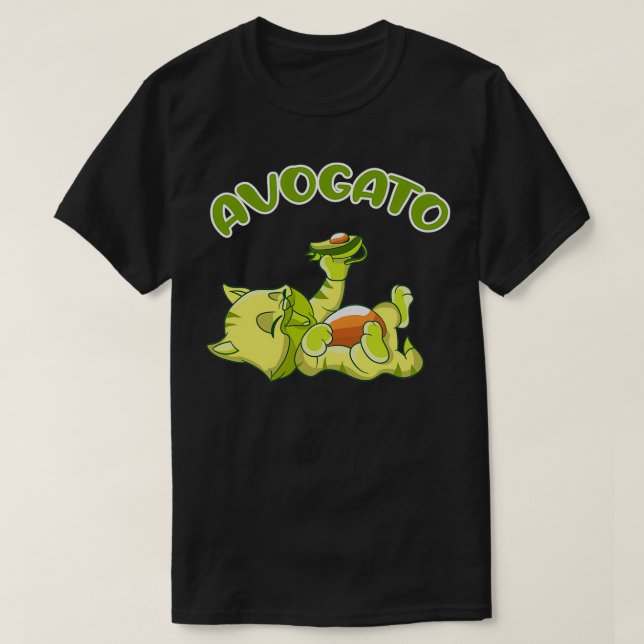 Avocato Avocado Kitten Eats Grönt Fruits T Shirt (Design framsida)