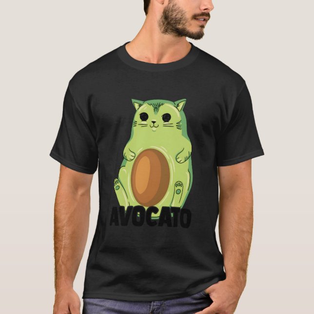 Avocato Cat Avocado Food Pun Fruit Vegans Cat T Shirt (Framsida)