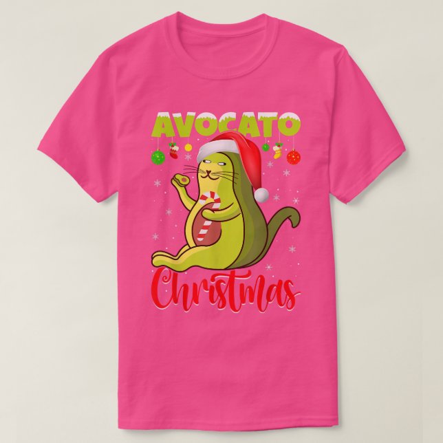 Avocato Cat Lover Julafton Ljus Santa Avocado Cat  T Shirt (Design framsida)