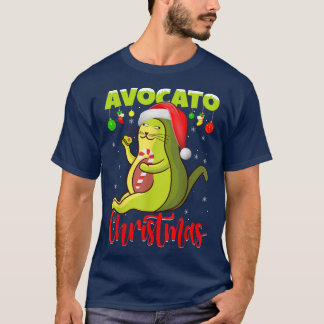 Avocato Cat Lover Julafton Ljus Santa Avocado Cat  T Shirt