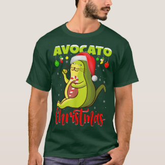 Avocato Cat Lover Julafton Ljus Santa Avocado Cat  T Shirt