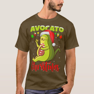 Avocato Cat Lover Julafton Ljus Santa Avocado Cat T Shirt