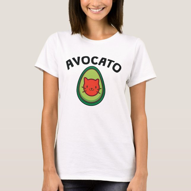 Avocato Cat och Avocado Funny Cat Lover T Shirt (Framsida)