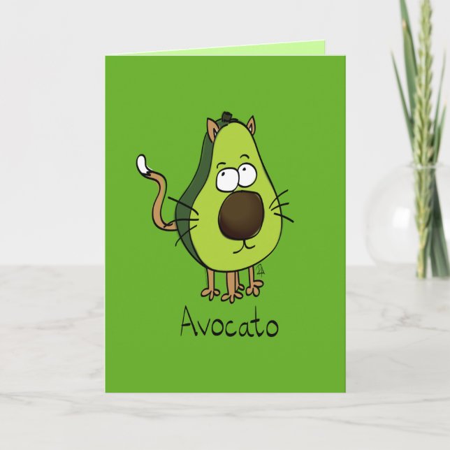 Avocato Cute Avocado Cat Funny Greeting Card Kort (Framsida)