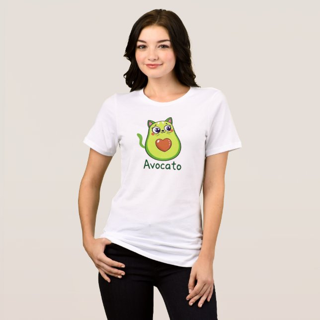 Avocato – Cute Avocado Cat Hybrid Design | Funny  T Shirt (Framsida Full)
