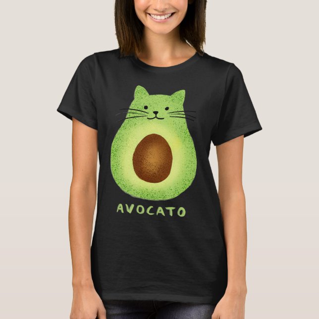 Avocato cute avocado Vegan och kattunge T Shirt (Framsida)