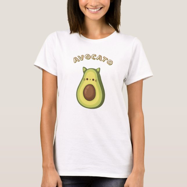 AVOCATO - Cute Funny Cat & Avocado Älskare T-Shirt (Framsida)