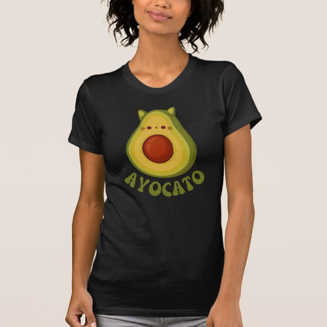 Avocato Funny Cute Cat Avocado T Shirt (Framsida)