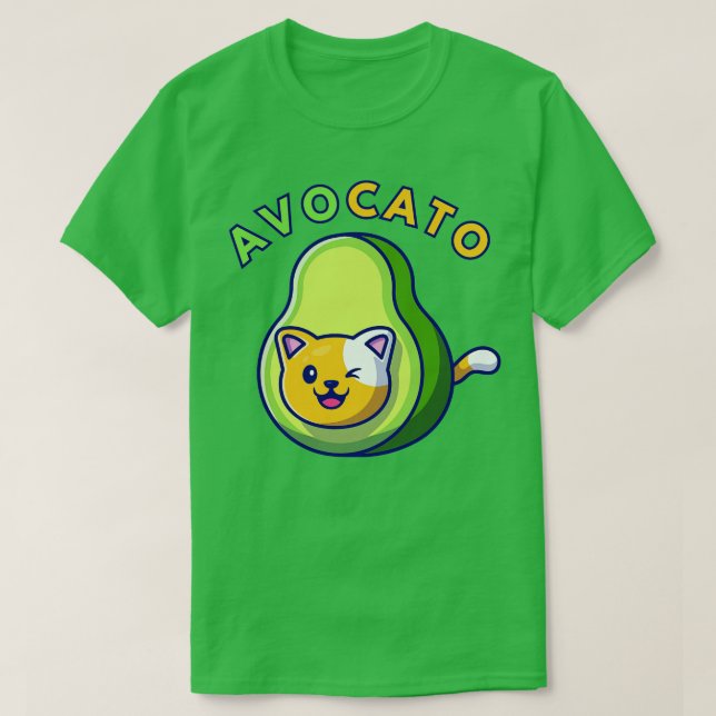 Avocato Funny Cute Cat Avocado Vegan och Cat Lover T Shirt (Design framsida)