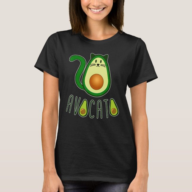 Avocato-katter Avocado Fruit Cat Animal and Pet Ow T Shirt (Framsida)