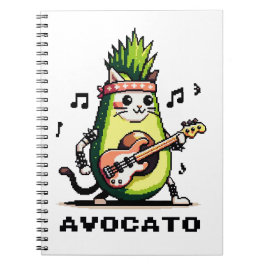 Avocato - luddig pixel Art Avocado Cat-uppspelning Anteckningsbok