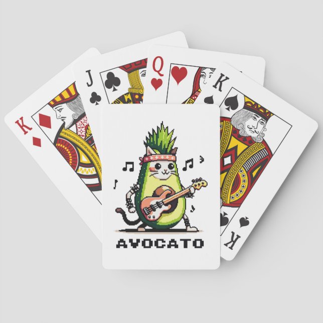 Avocato - luddig pixel Art Avocado Cat-uppspelning Casinokort (Baksidan)