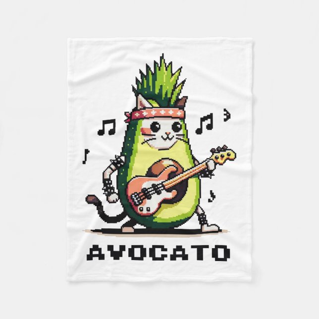 Avocato - luddig pixel Art Avocado Cat-uppspelning Fleecefilt (Framsidan)