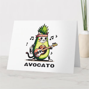 Avocato - luddig pixel Art Avocado Cat-uppspelning Kort