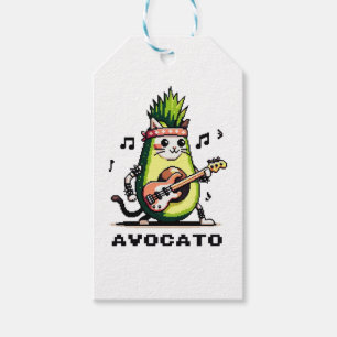 Avocato - luddig pixel Art Avocado Cat-uppspelning Presentetikett