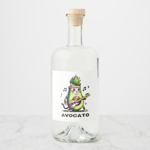 Avocato - luddig pixel Art Avocado Cat-uppspelning Spritflaskor Etikett