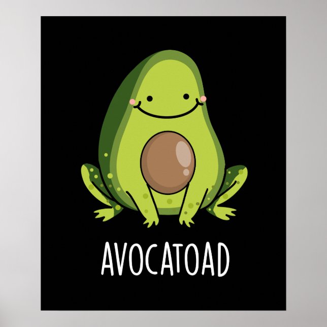 Avocatoad Funny Avocado Toad Pun Mörk BG Poster (Framsidan)