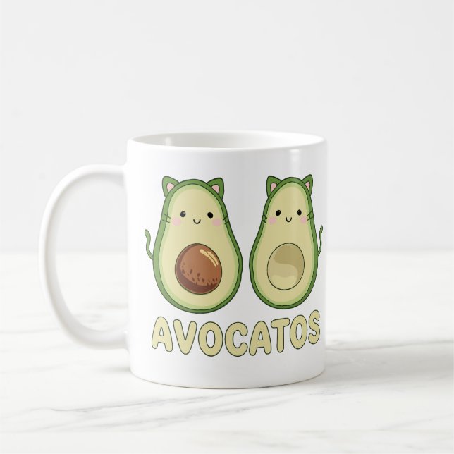 Avocatos Kawaii Cat & Avocado Kaffemugg (Vänster)