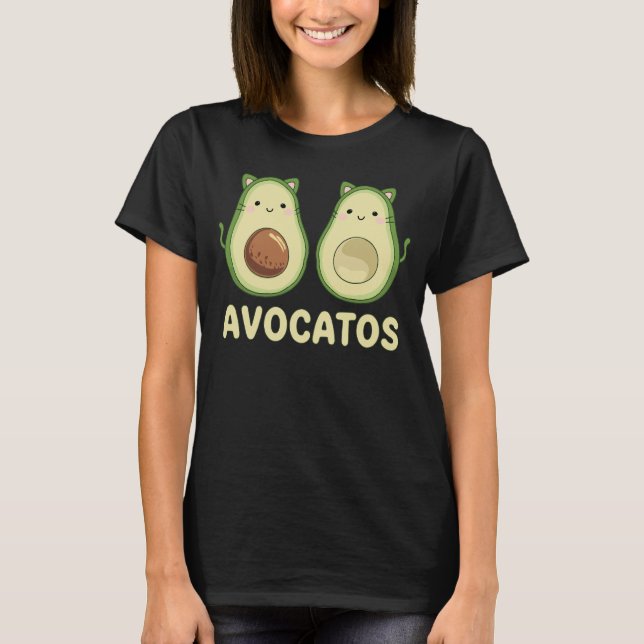 Avocatos Kawaii Cat & Avocado Pun T Shirt (Framsida)