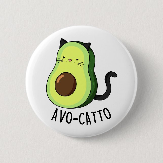 Avocatto Cute Avocado Cat Pun Knapp (Framsida)